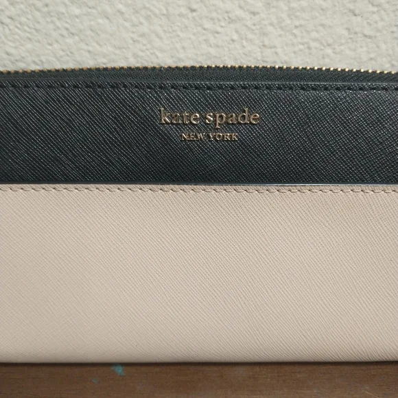 Kate Spade New York Laurel Way Neda Saffiano Leather Zip Around Wallet Tan - Picture 2 of 13